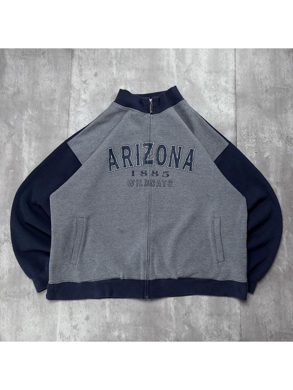 Y2K Grey Jansport Arizona Wildcats Grunge Zip Up Jacket